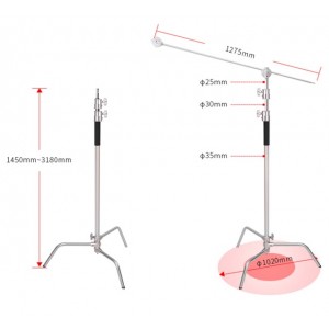 Chân đèn Light Stand C inox cao cấp 338 cm chịu tải 20kg