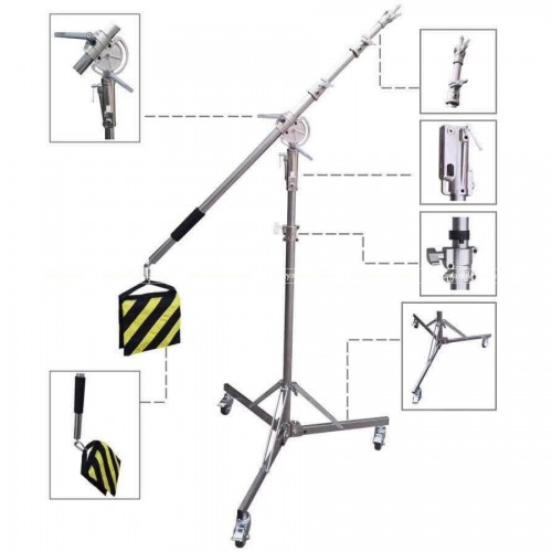 Chân Đèn Boom Inox Có Bánh Xe